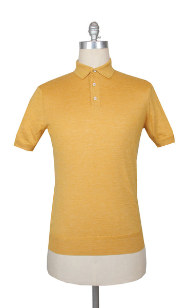 $1125 Fiori Di Lusso Yellow Cashmere Blend Polo Sweater - (FL28253) - Parent
