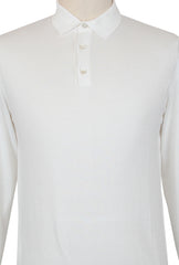 $725 Fiori Di Lusso White Cotton 1/4 Button Polo Sweater - (FL282510) - Parent