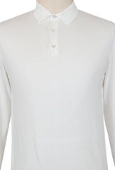 $725 Fiori Di Lusso White Cotton 1/4 Button Polo Sweater - (FL282510) - Parent