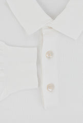 $725 Fiori Di Lusso White Cotton 1/4 Button Polo Sweater - (FL282510) - Parent