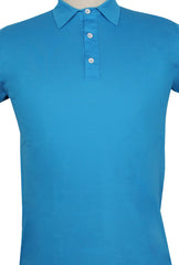 Fiori Di Lusso Blue Solid Cotton Polo - (FL892312) - Parent