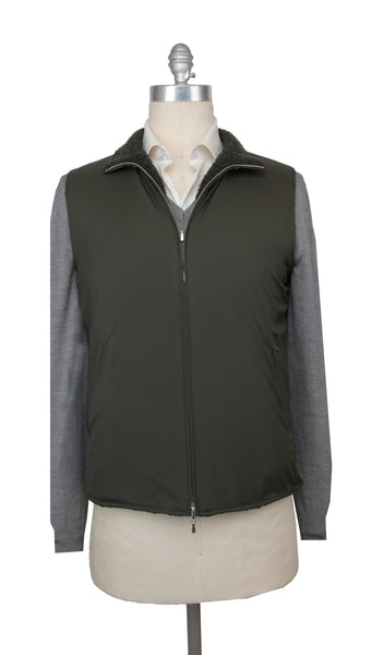 $2000 Fiori Di Lusso Green Wool Solid Jacket Vest - (FDL215253) - Parent