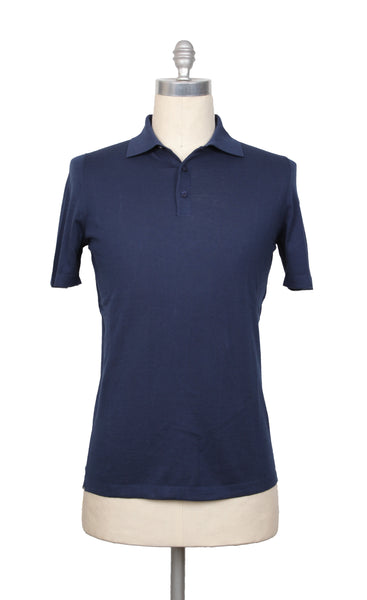 Fiori Di Lusso Navy Blue Solid Cotton Polo - (FL69225) - Parent