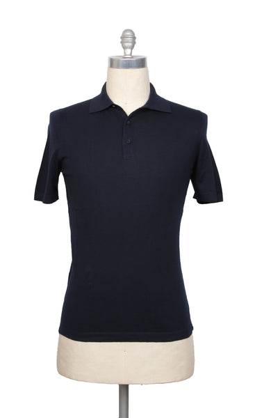 Fiori Di Lusso Midnight Navy Blue Cotton Polo - (FL69226) - Parent