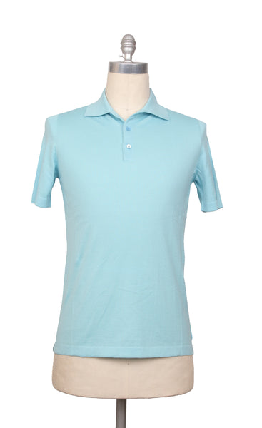 Fiori Di Lusso Light Blue Solid Cotton Polo - (FL69222) - Parent