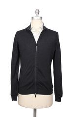 Fiori Di Lusso Charcoal Gray Cotton Funnel Sweater - XS/46 - (FL416224)
