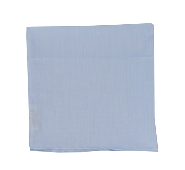 $150 Fiori Di Lusso Light Blue Solid Cotton Pocket Square - x - (FL129259)