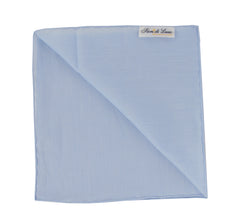 $150 Fiori Di Lusso Light Blue Solid Cotton Pocket Square - x - (FL129259)