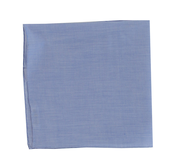 $150 Fiori Di Lusso Blue Solid Cotton Pocket Square - x - (FL129258)