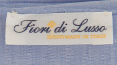 $150 Fiori Di Lusso Blue Solid Cotton Pocket Square - x - (FL129258)