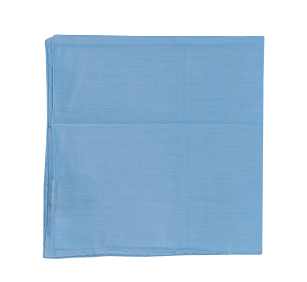 $150 Fiori Di Lusso Blue Solid Cotton Pocket Square - x - (FL129254)