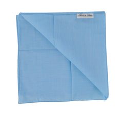 $150 Fiori Di Lusso Blue Solid Cotton Pocket Square - x - (FL129254)