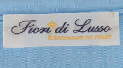 $150 Fiori Di Lusso Blue Solid Cotton Pocket Square - x - (FL129254)