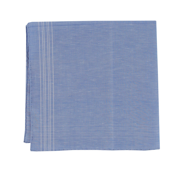 $150 Fiori Di Lusso Blue Geometric Linen Blend Pocket Square - x - (FL1292516)