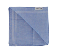 $150 Fiori Di Lusso Blue Geometric Linen Blend Pocket Square - x - (FL1292516)