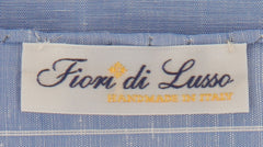 $150 Fiori Di Lusso Blue Geometric Linen Blend Pocket Square - x - (FL1292516)