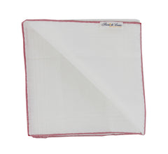 $150 Fiori Di Lusso White Linen Blend Pocket Square - x - (FL1292515)