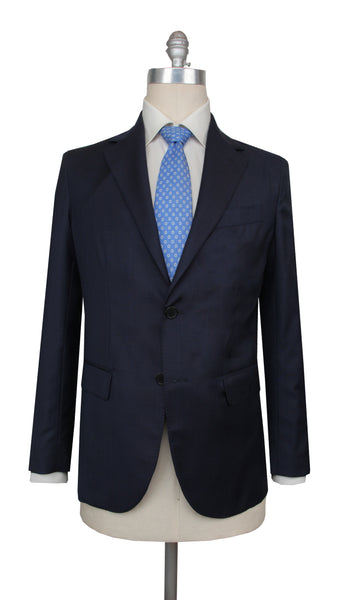 $1500 Fiori Di Lusso Navy Blue Wool Window Pane Suit - (FDL51252) - Parent