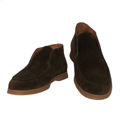 $650 Fiori Di Lusso Olive Green Suede Ankle Boots - (FL911202412) - Parent