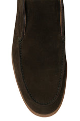 $650 Fiori Di Lusso Olive Green Suede Ankle Boots - (FL911202412) - Parent