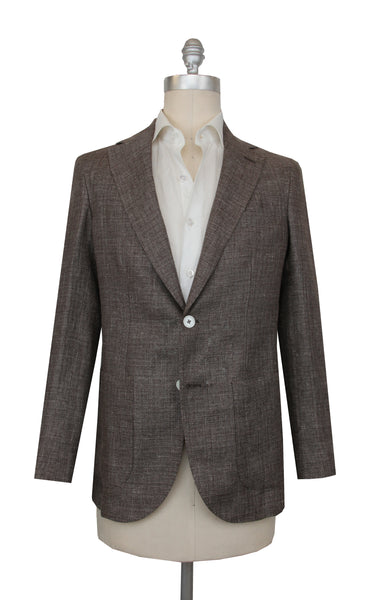 $1100 Fiori Di Lusso Brown Linen Blend Solid Sportcoat - (FL517253) - Parent