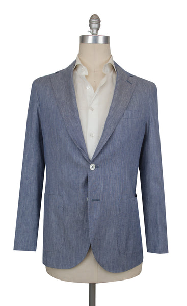 $1050 Fiori Di Lusso Blue Cotton Blend Solid Sportcoat - (FL521251) - Parent