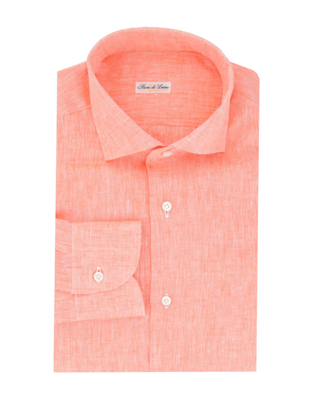 Fiori Di Lusso Orange Melange Linen Shirt - Slim - (FL952316) - Parent