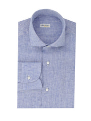 Fiori Di Lusso Blue Melange Linen Shirt - Slim - 15/38 - (FL952318)