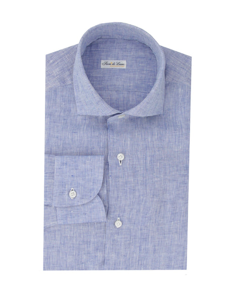 Fiori Di Lusso Blue Melange Linen Shirt - Slim - (FL952318) - Parent