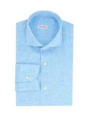Fiori Di Lusso Light Blue Linen Shirt - Slim - 15/38 - (FL952317)