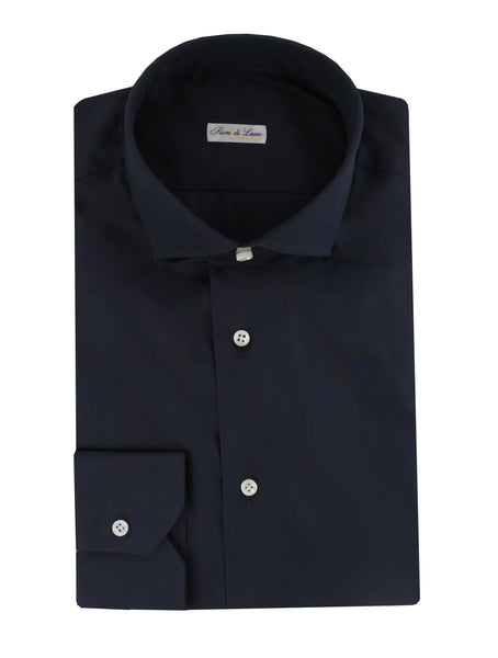 $600 Fiori Di Lusso Dark Blue Cotton Shirt - Slim - (FDL3222517) - Parent