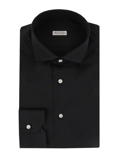$600 Fiori Di Lusso Black Solid Cotton Shirt - Slim - (FDL3222516) - Parent