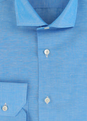 $750 Fiori Di Lusso Blue Solid Super 180's Shirt - Slim - (FL7152610) - Parent