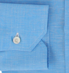 $750 Fiori Di Lusso Blue Solid Super 180's Shirt - Slim - (FL7152610) - Parent