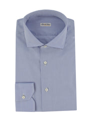 $750 Fiori Di Lusso Blue Solid Cotton Shirt - Slim - 15/38 - (FDL3222522)