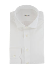 $750 Fiori Di Lusso White Solid Cotton Shirt - Slim - 15.5/39 - (FDL3222518)