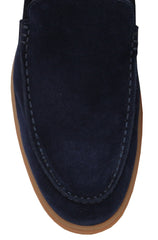 $650 Fiori Di Lusso Blue Suede Loafers - (FL911243) - Parent