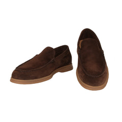 $650 Fiori Di Lusso Brown Suede Loafers - (FL911241) - Parent