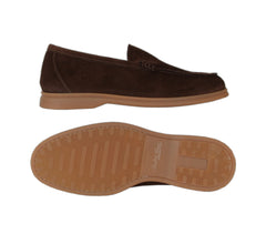 $650 Fiori Di Lusso Brown Suede Loafers - (FL911241) - Parent