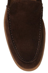 $650 Fiori Di Lusso Brown Suede Loafers - (FL911241) - Parent