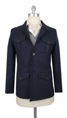 $2350 Fiori Di Lusso Dark Blue Wool Solid Jacket - L US/52 EU - (FL1128242)