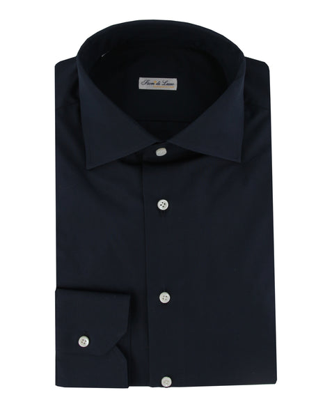 $600 Fiori Di Lusso Dark Blue Cotton Shirt - Full - (FDL3222513) - Parent