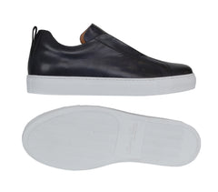 $600 Fiori Di Lusso Dark Blue Leather Slip-On Sneakers - (FL911246) - Parent