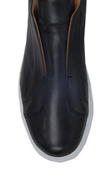 $600 Fiori Di Lusso Dark Blue Leather Slip-On Sneakers - (FL911246) - Parent