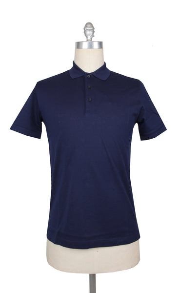 $225 Fiori Di Lusso Navy Blue Solid Pique Polo - (FL282553) - Parent