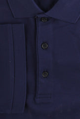 $225 Fiori Di Lusso Navy Blue Solid Pique Polo - (FL282553) - Parent