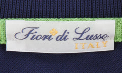 $225 Fiori Di Lusso Navy Blue Solid Pique Polo - (FL282553) - Parent