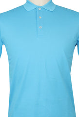 $225 Fiori Di Lusso Light Blue Solid Pique Polo - (FL282551) - Parent