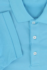 $225 Fiori Di Lusso Light Blue Solid Pique Polo - (FL282551) - Parent