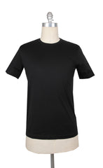 $200 Fiori Di Lusso Black Crewneck Cotton T-Shirt - Slim - XXL - (FL282540)